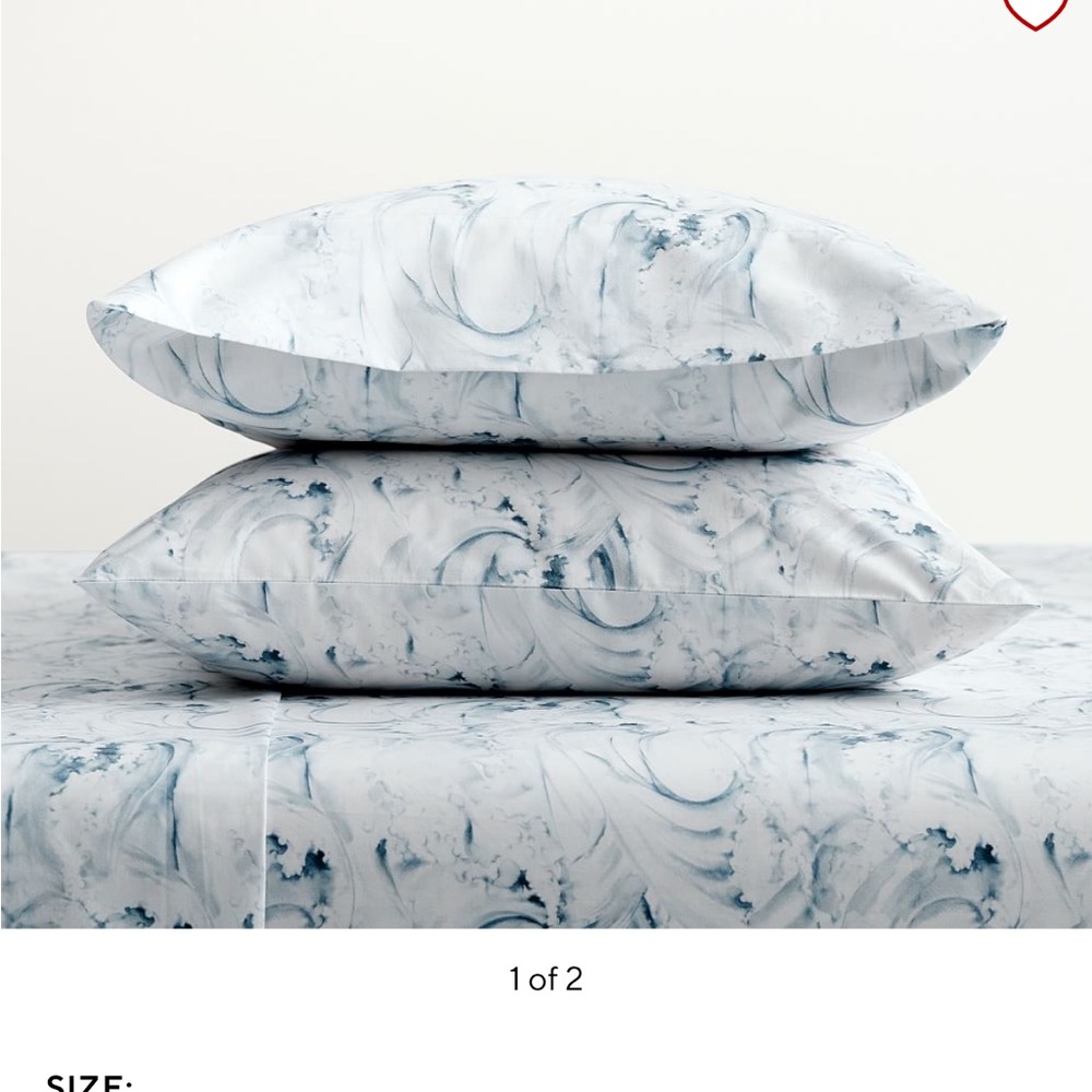 Pottery Barn King Stinson Wave Organic Cotton Duvet Cover and Euro Pillow Sham